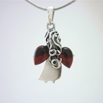 Sterling Silver Angel Pendant with Cherry Amber Wings